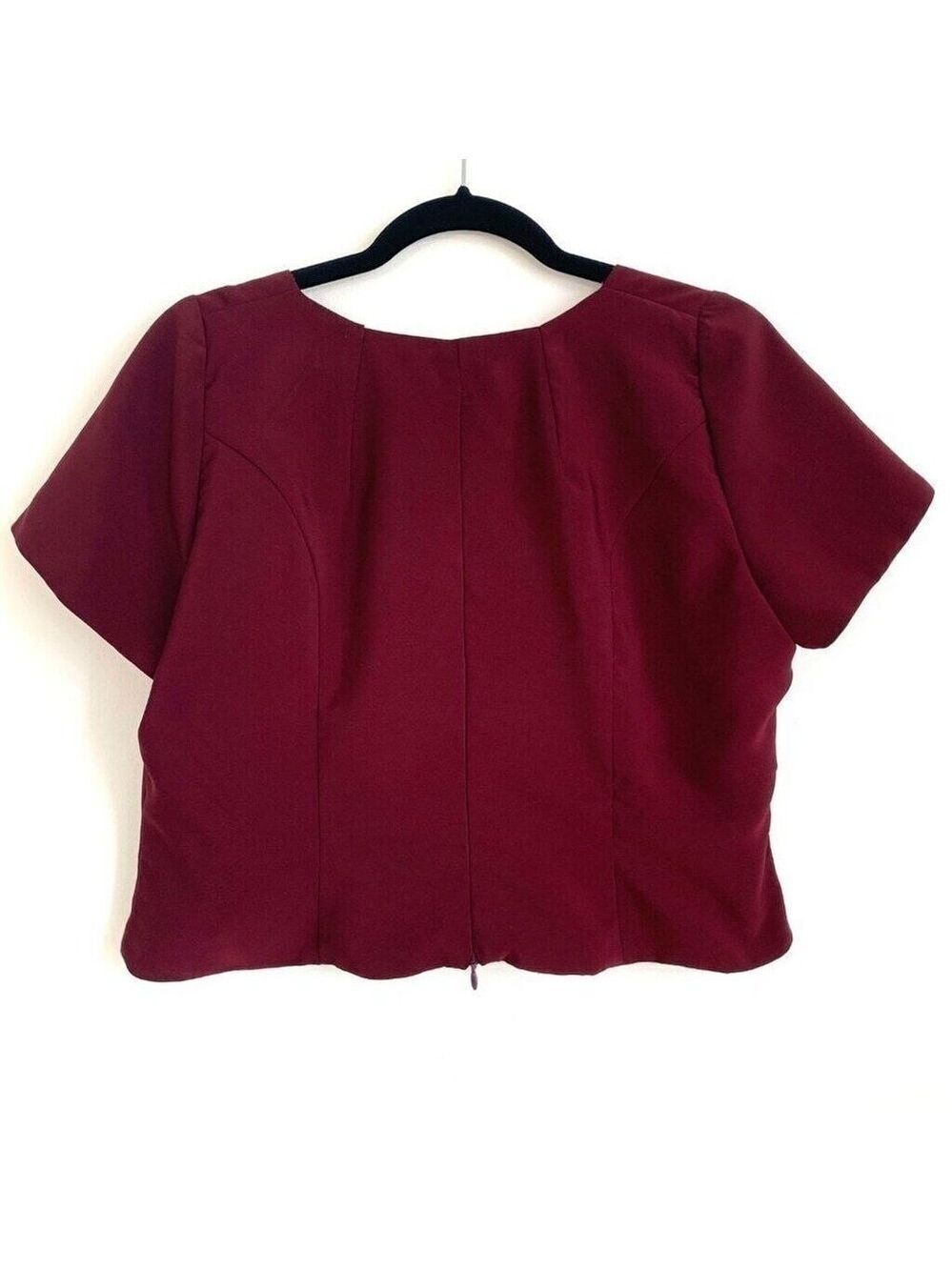 Vintage Calizo Burgundy Dressy Short Sleeve Blouse Top Womens Large Canada - Picture 4 of 6